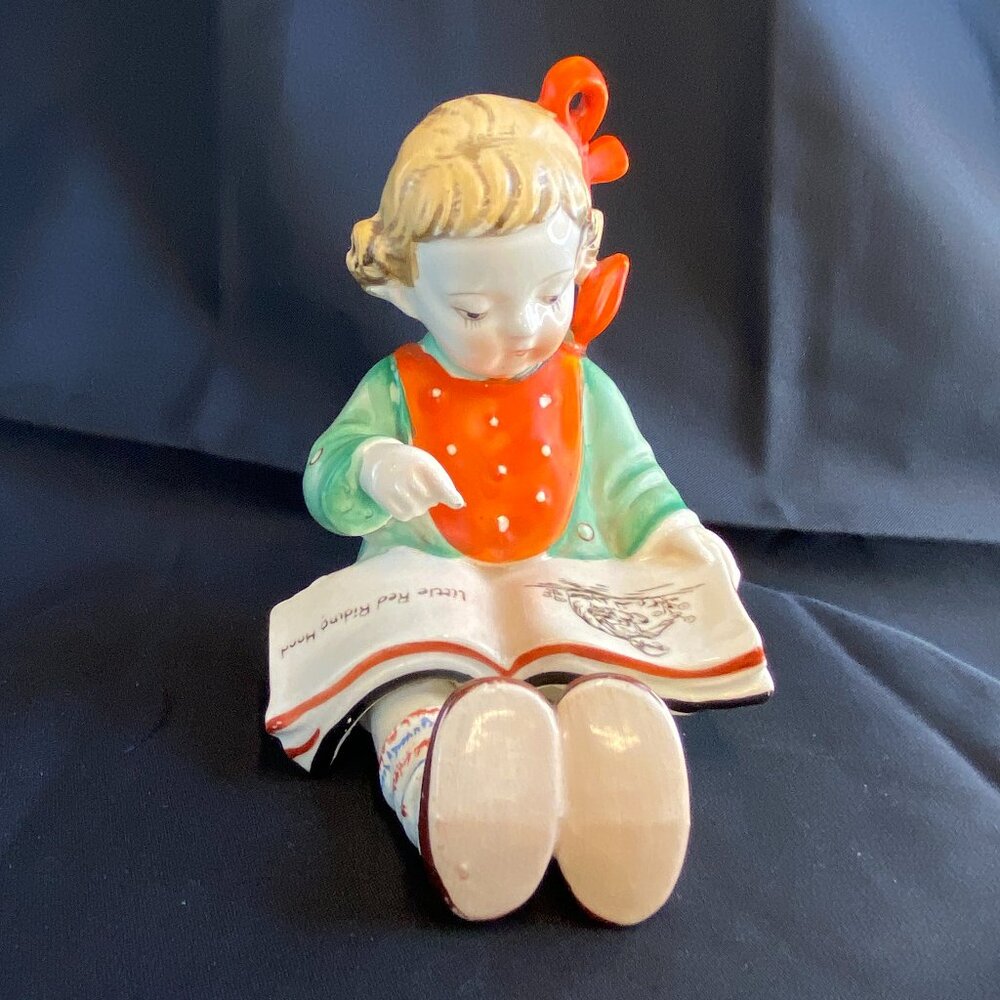 1950's MCM Bookworm Style Porcelain Girl Bookend Made in Japan